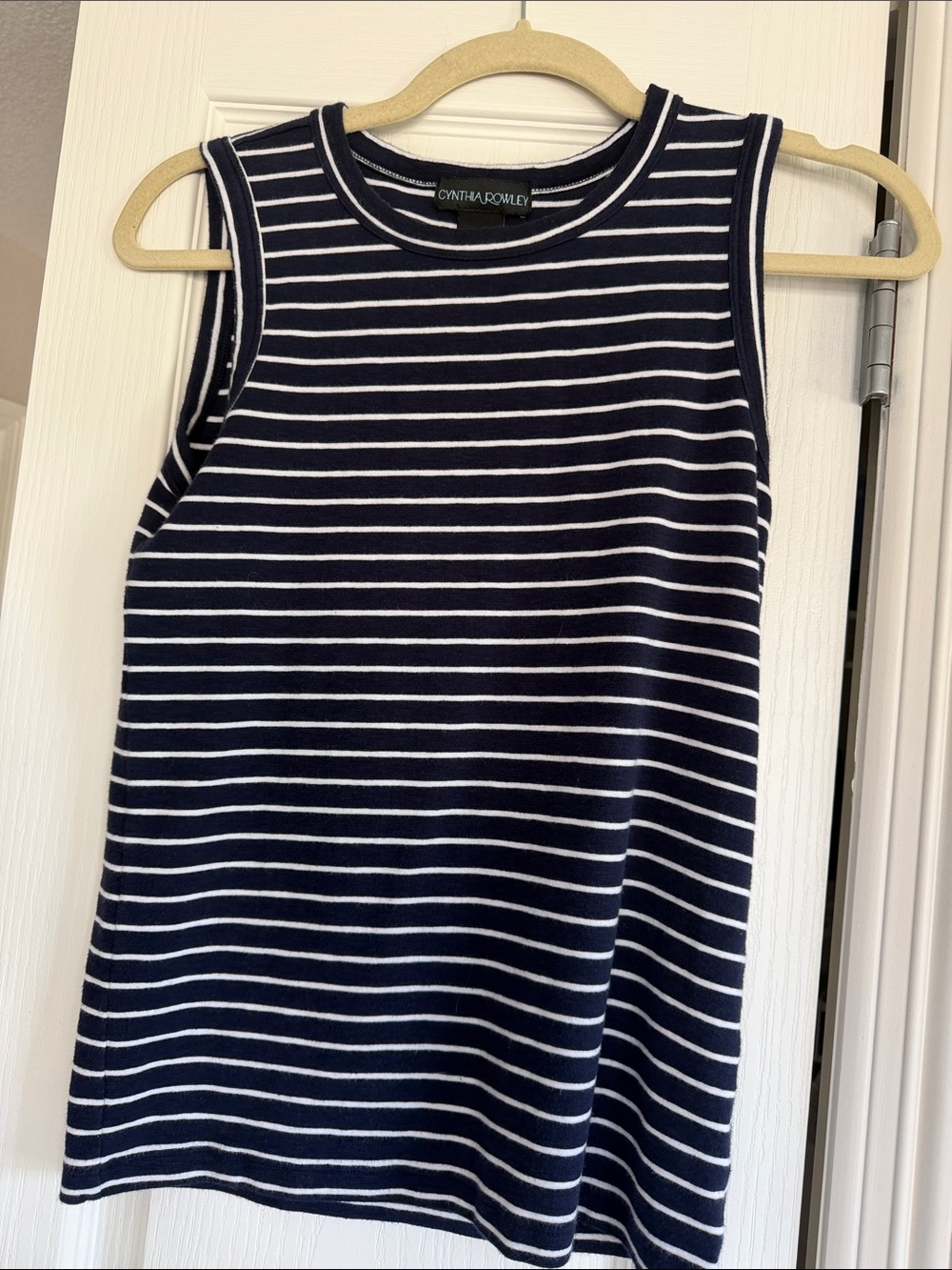 Cynthia Rowley Navy and White Striped Sleeveless Tank Size Small